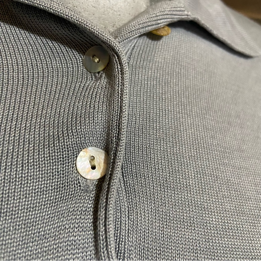 Tail 100% Silk Gray Polo Shirt Open Knit Preppy XL Academia Luxury Golf Tennis - Picture 6 of 11